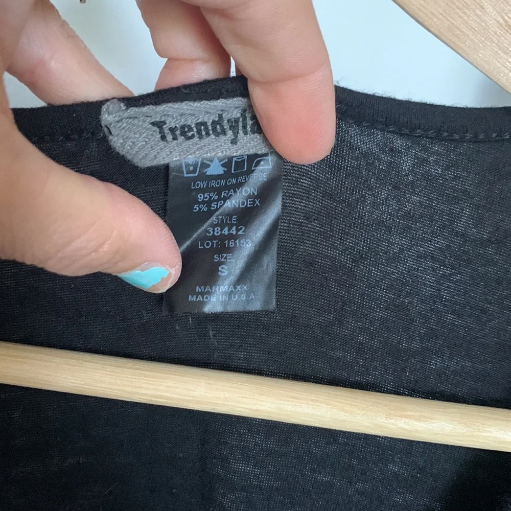 Vintage Midi black dress with beautiful sun flower S preowned - Picture 4 of 4